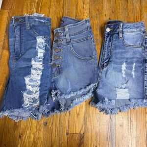 Fashion Nova Distressed Denim Shorts Trio Bundle
